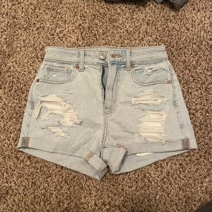 Light wash jean shorts, 24 waist, American Eagle, mom short